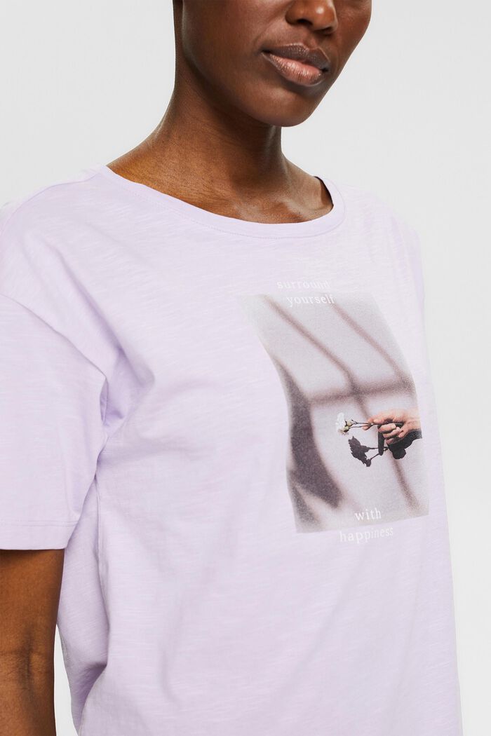 Camiseta con estampado fotográfico, algodón ecológico, LILAC, detail image number 2