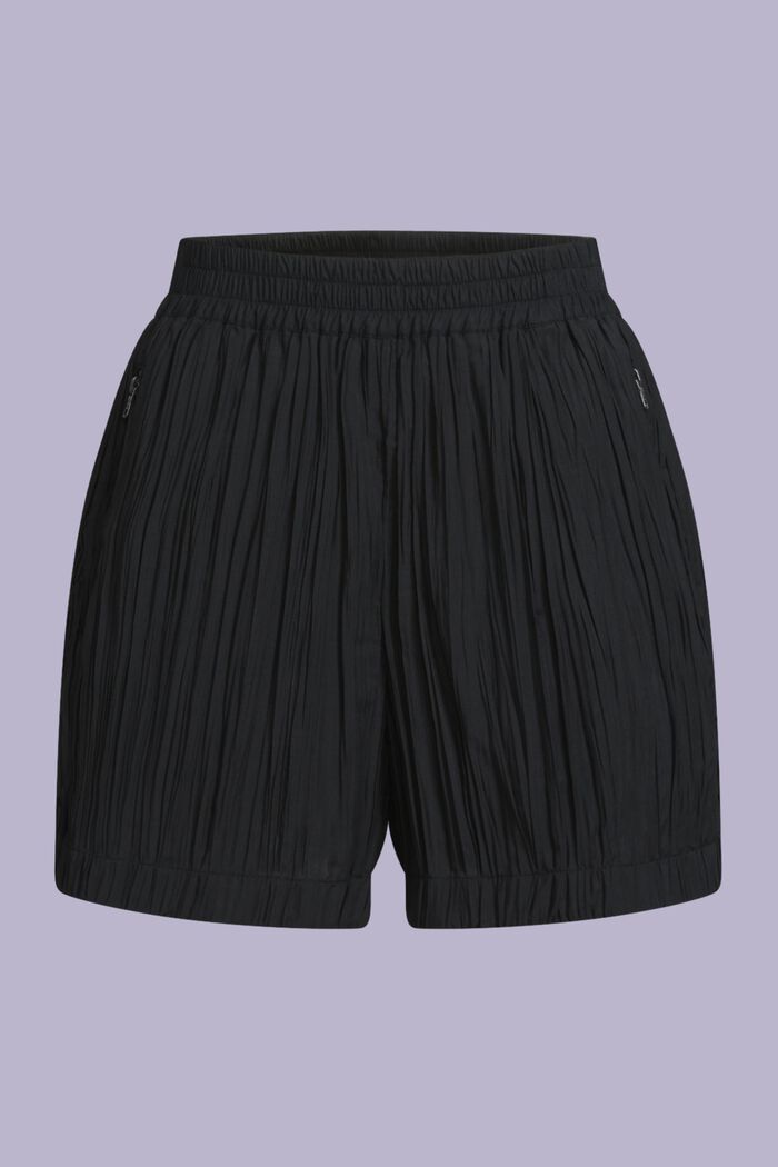 Pantalones cortos de tiro alto con pliegues, BLACK, detail image number 6