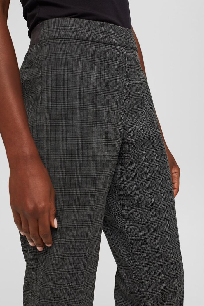 Pantalones de largo tobillero con diseño de cuadros y cintura elástica, DARK GREY, detail image number 2