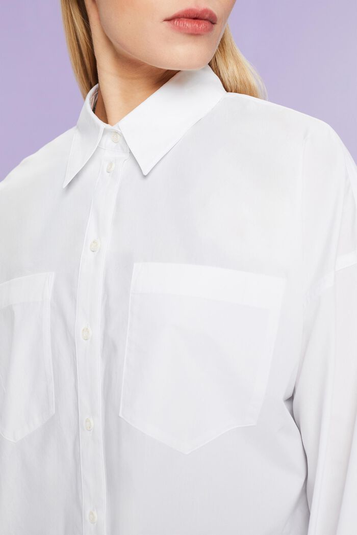 Camiseta de cuello abotonado, popelina de algodón, WHITE, detail image number 3