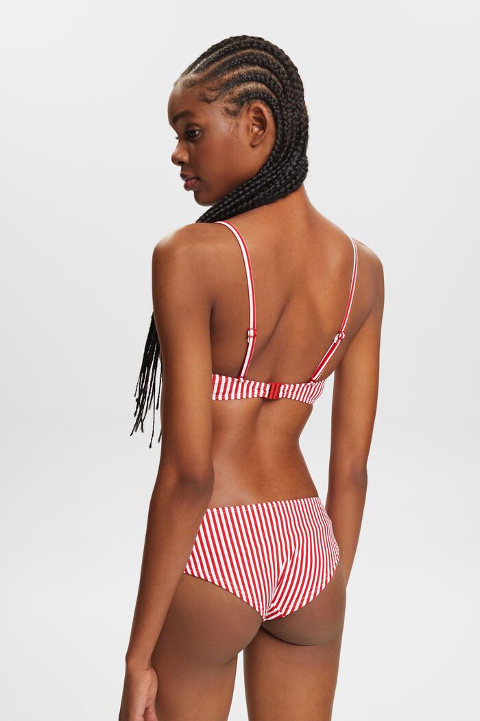 Top de bikini con relleno y diseño de rayas, DARK RED, detail image number 3