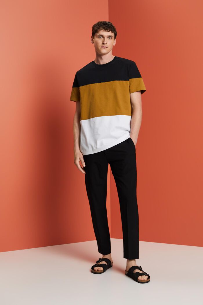 Camiseta con bloques de colores, 100% algodón, BLACK, detail image number 1