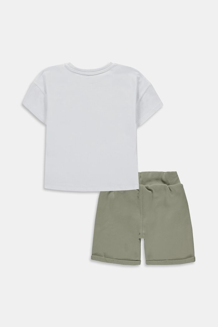 Conjunto combinado: camiseta con logotipo estampado y pantalones cortos, WHITE, detail image number 1