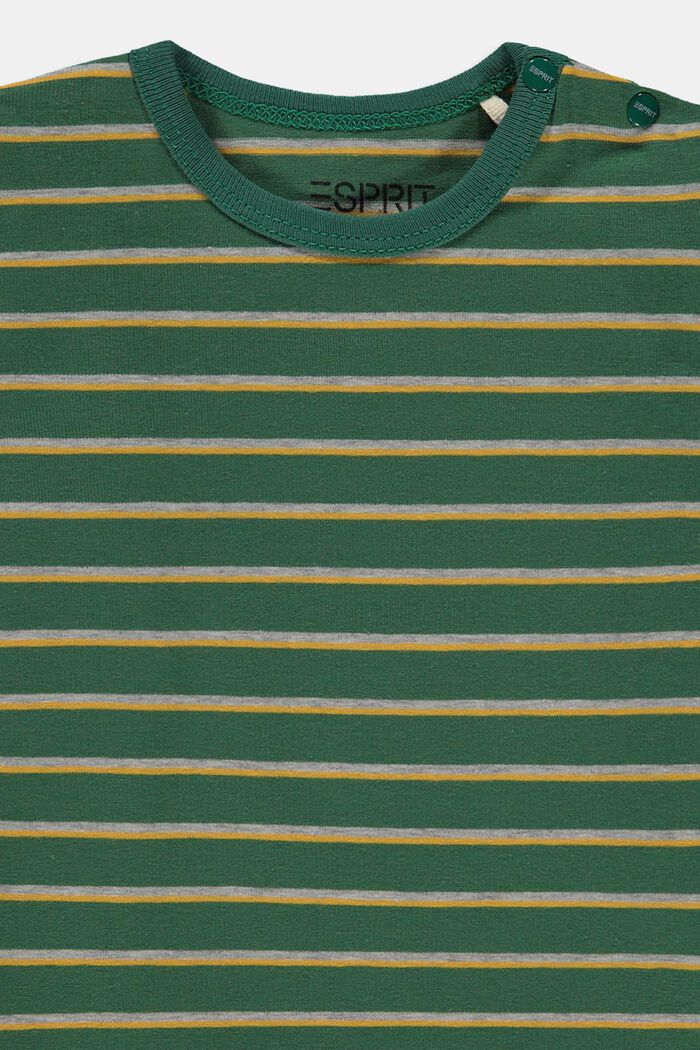 Camiseta de manga larga con diseño a rayas en algodón ecológico, BOTTLE GREEN, detail image number 2