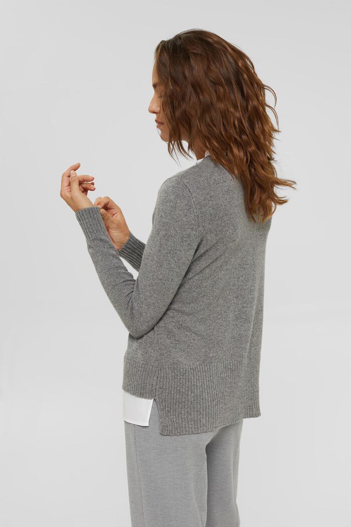 Con lana: jersey con efecto de capas, GUNMETAL, detail image number 3