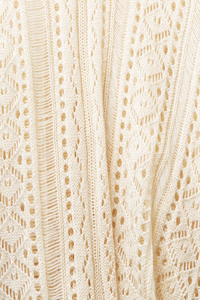 Poncho de croché con lazadas laterales, CREAM BEIGE, detail image number 5