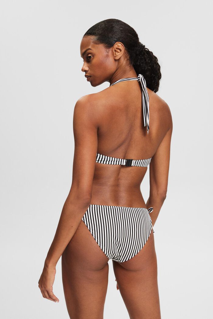 Top de bikini a rayas con aros y cuello halter, BLACK, detail image number 3