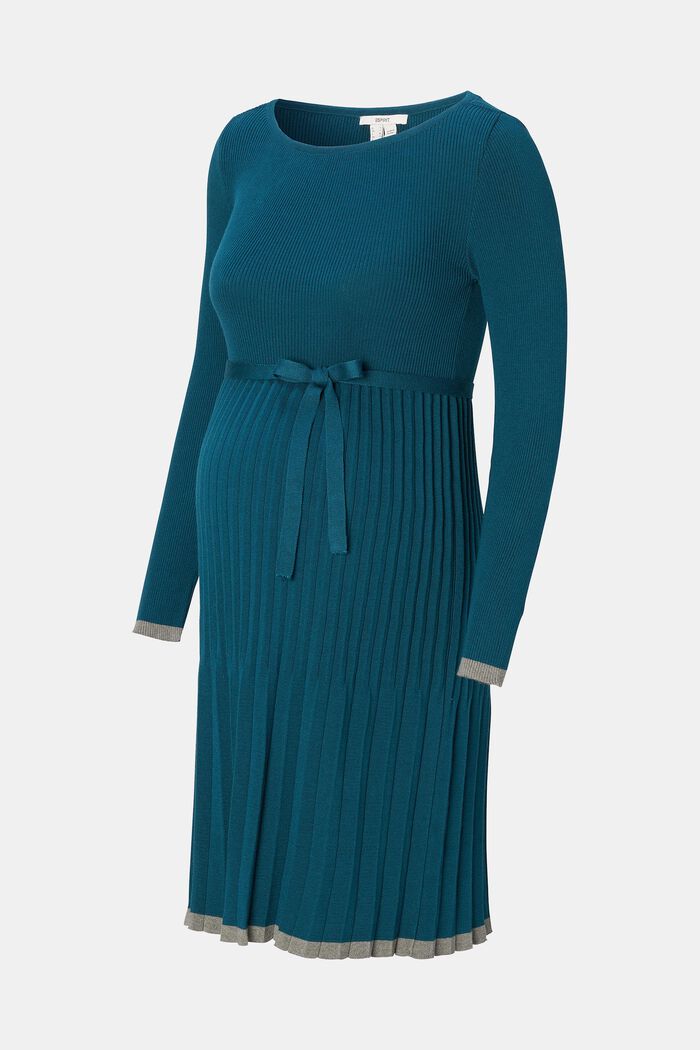 Vestido de punto plisado, algodón ecológico, ATLANTIC BLUE, detail image number 4