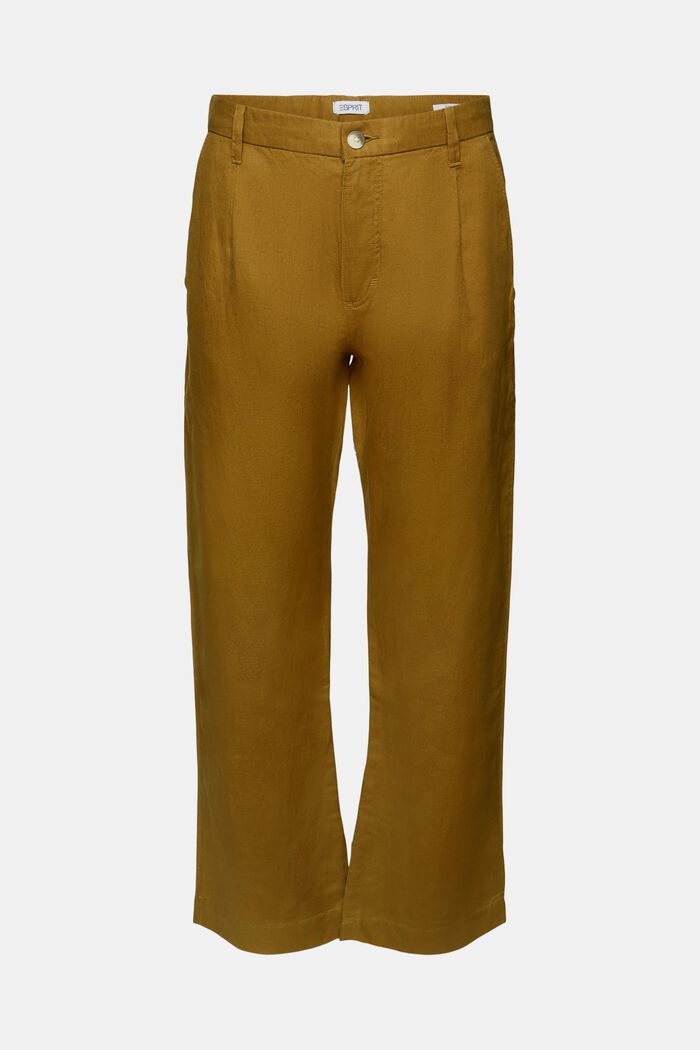 Pantalón Straight en lino y algodón, OLIVE, detail image number 6