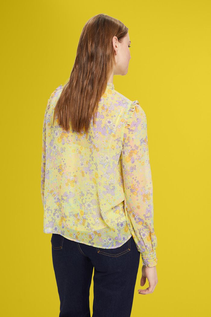 Blusa floral de gasa con fruncido, LIGHT YELLOW, detail image number 3