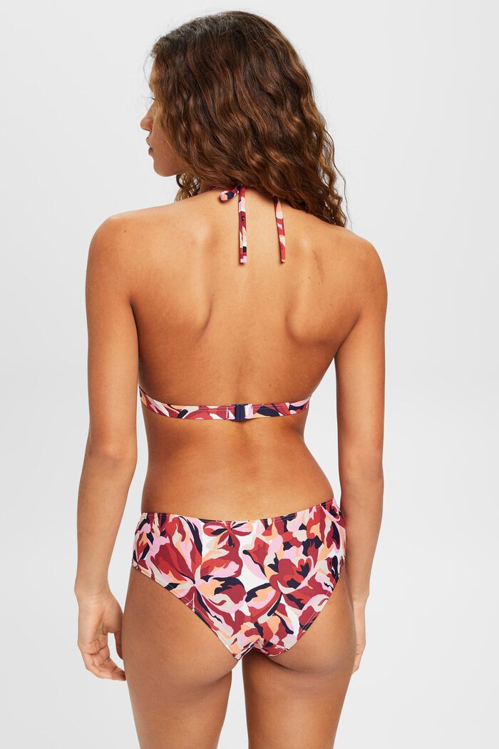 Top de bikini con cuello halter y estampado floral, DARK RED, detail image number 3