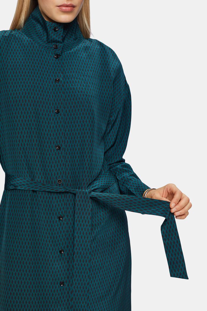 Vestido camisero de seda, EMERALD GREEN, detail image number 3