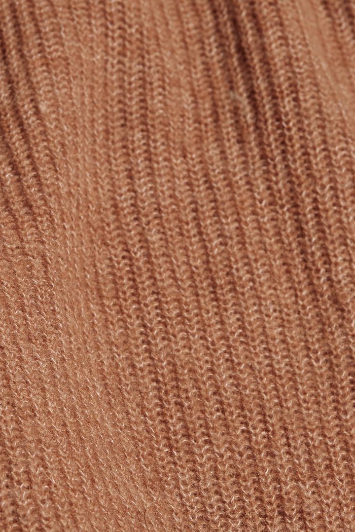 Con lana y alpaca: cárdigan en punto de canalé, CARAMEL, detail image number 1