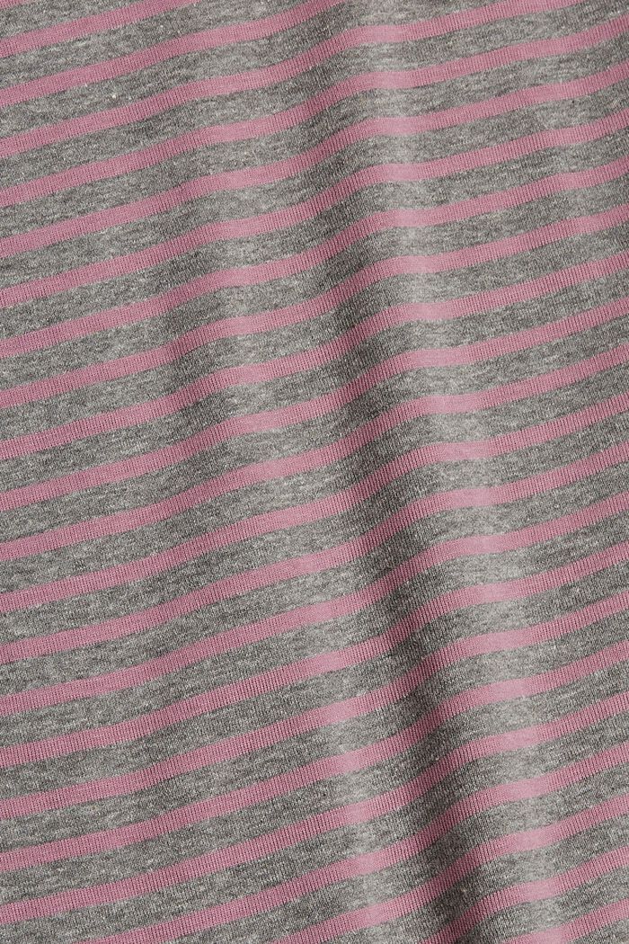 Camiseta de manga larga a rayas en mezcla de algodón ecológico, MAUVE, detail image number 4
