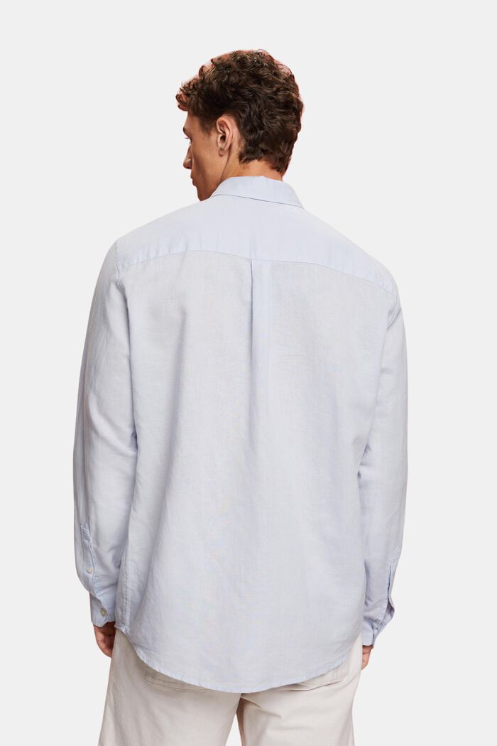 Camisa abotonada en mezcla de algodón y lino, LIGHT BLUE, detail image number 3