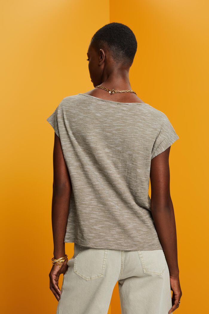 Camiseta con abertura en forma de gota en el cuello, KHAKI GREEN, detail image number 3