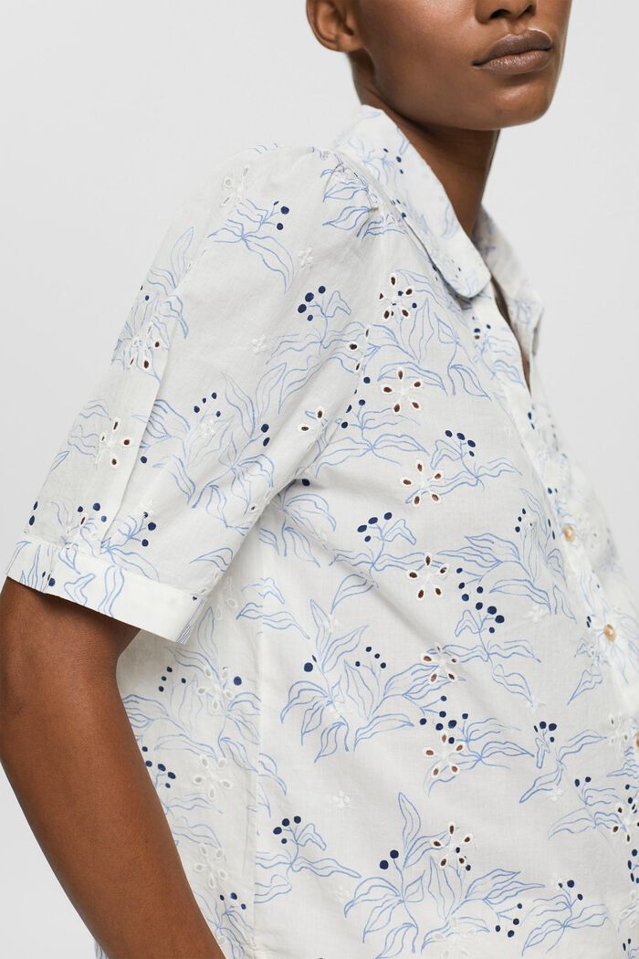Blusa estampada con bordado de flores, OFF WHITE, detail image number 2
