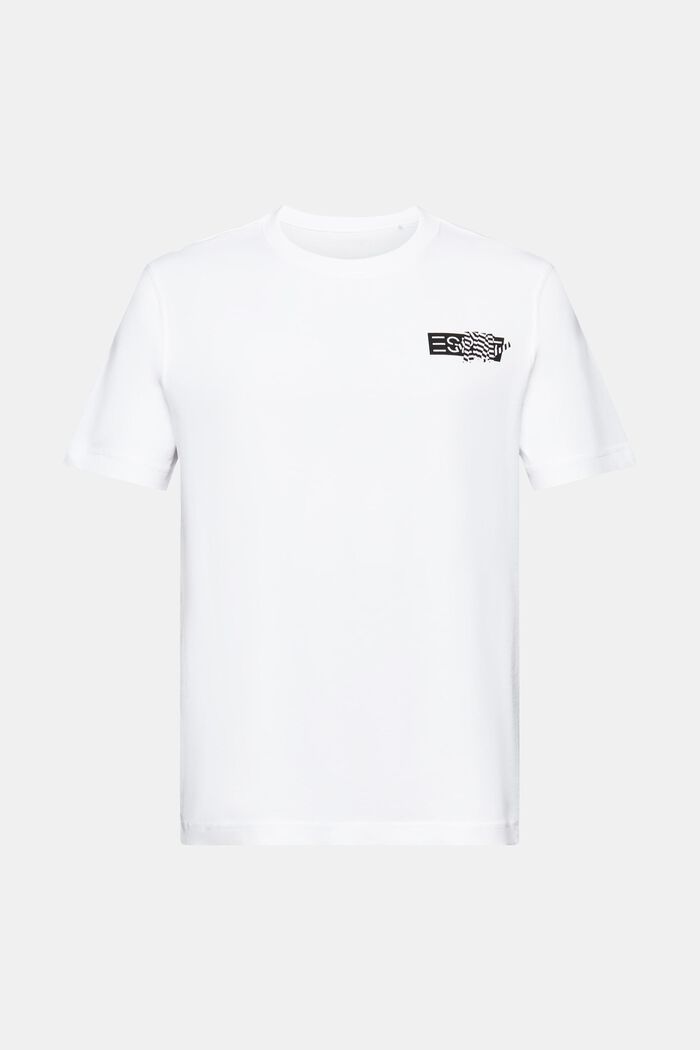 Camiseta en tejido jersey de algodón con diseño geométrico, WHITE, detail image number 5