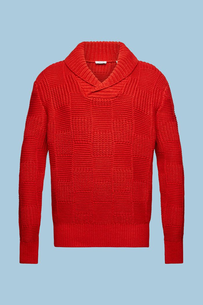 Jersey estilo chal de punto grueso, DARK RED, detail image number 6