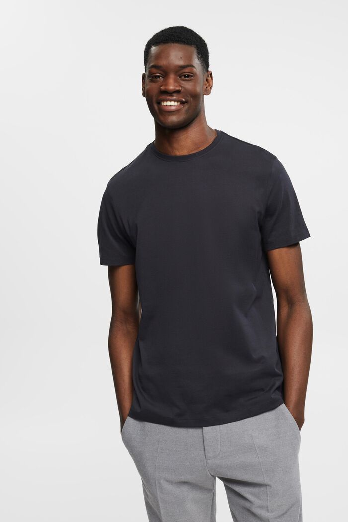 Camiseta de corte ajustado en algodón Pima, BLACK, detail image number 0