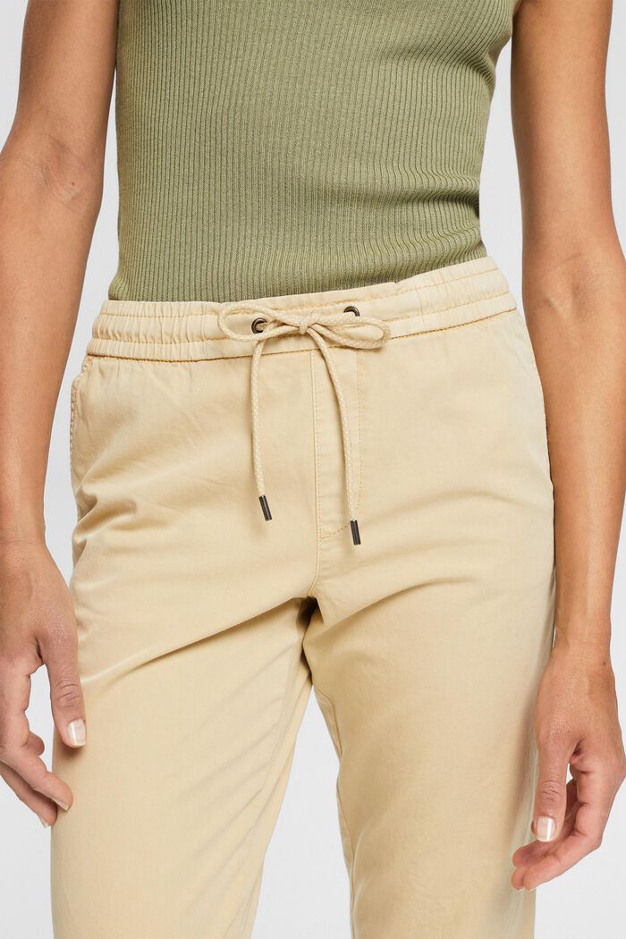 Pantalón con cordón en la cintura de algodón Pima, SAND, detail image number 0