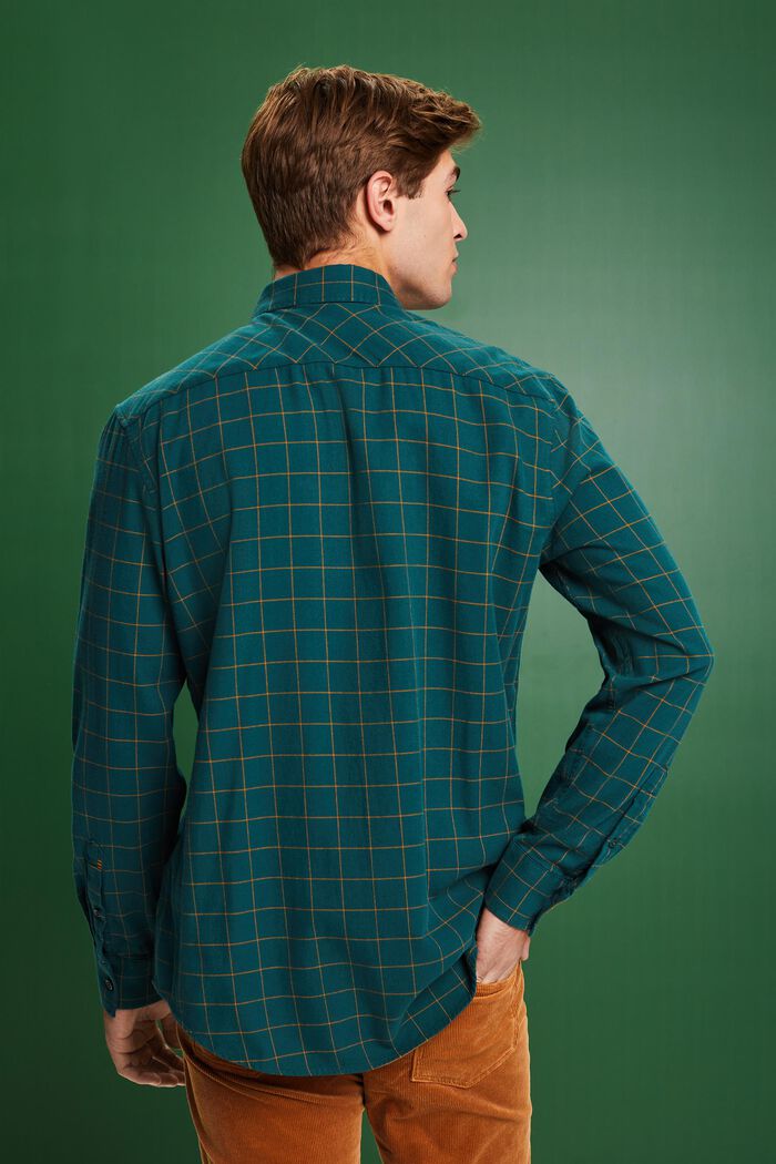 Camisa de cuadros de franela de corte normal, EMERALD GREEN, detail image number 2