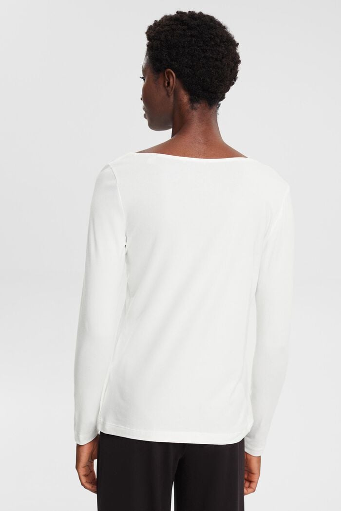 Camiseta de manga larga con ecote asimétrico, OFF WHITE, detail image number 3