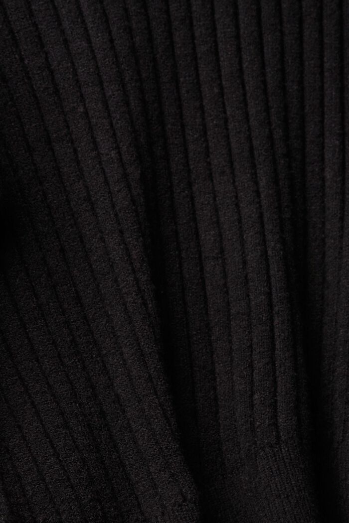 Jersey de cuello alto acanalado, BLACK, detail image number 4