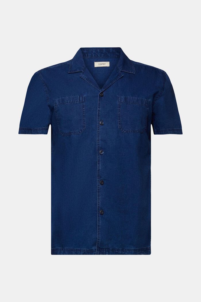 Camisa vaquera de manga corta, 100% algodón, BLUE DARK WASHED, detail image number 7