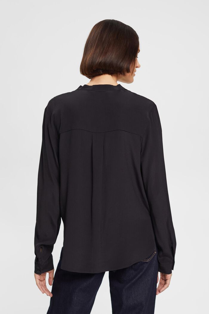 Blusa con cuello pico, LENZING™ ECOVERO™, BLACK, detail image number 3