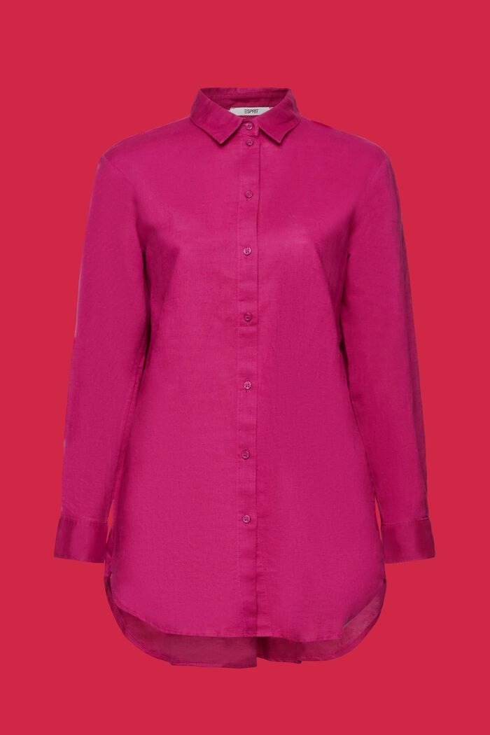 Camisa en mezcla de algodón y lino, DARK PINK, detail image number 5