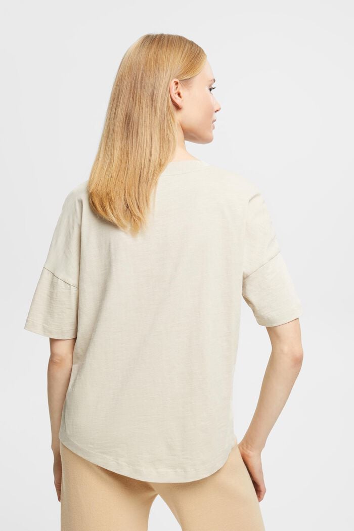 Camiseta de algodón con estampado geométrico, LIGHT TAUPE, detail image number 3