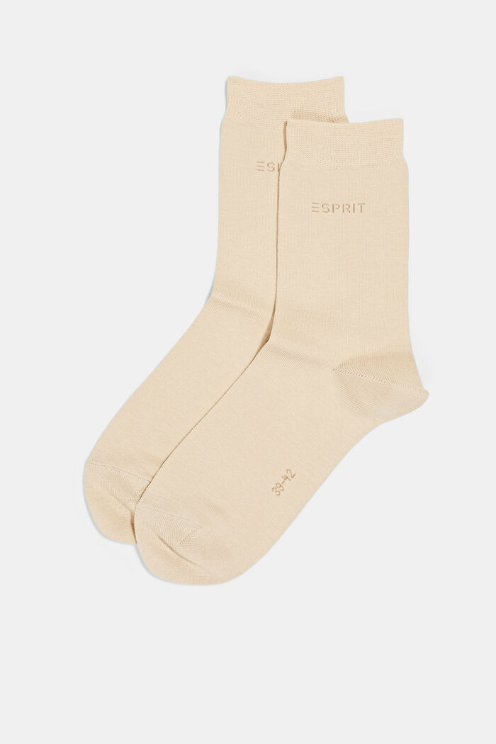 Pack de 2 pares de calcetines de punto, en algodón ecológico, CREAM, detail image number 0