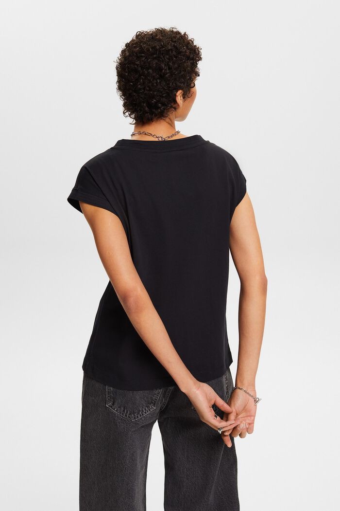 Camiseta con cuello en pico, BLACK, detail image number 2