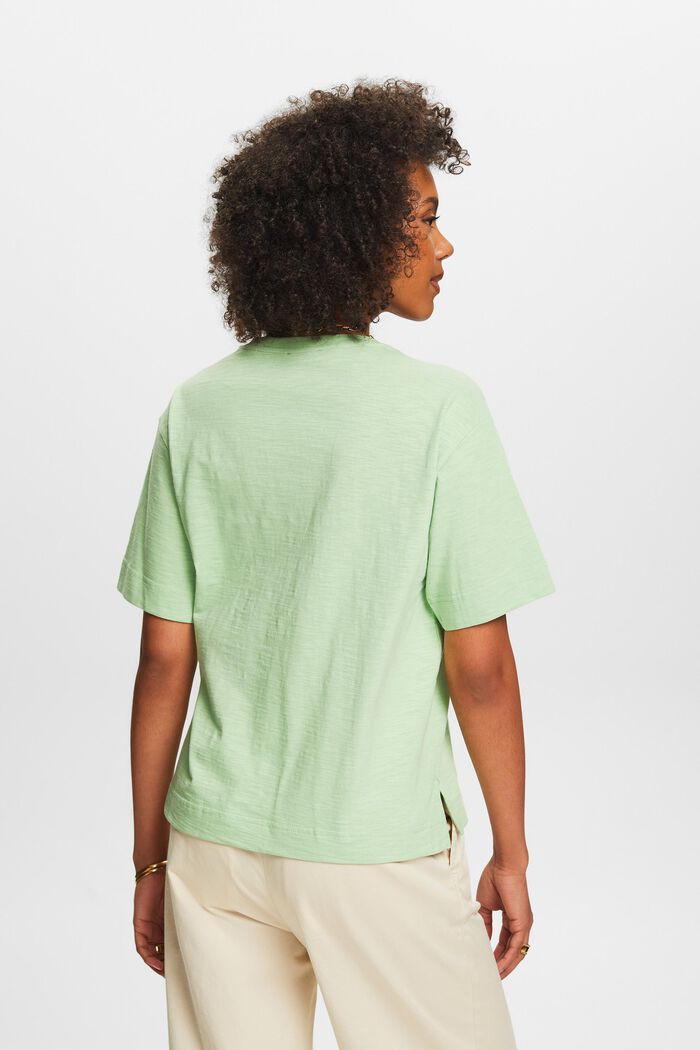 Camiseta flameada con cuello en pico, LIGHT GREEN, detail image number 2