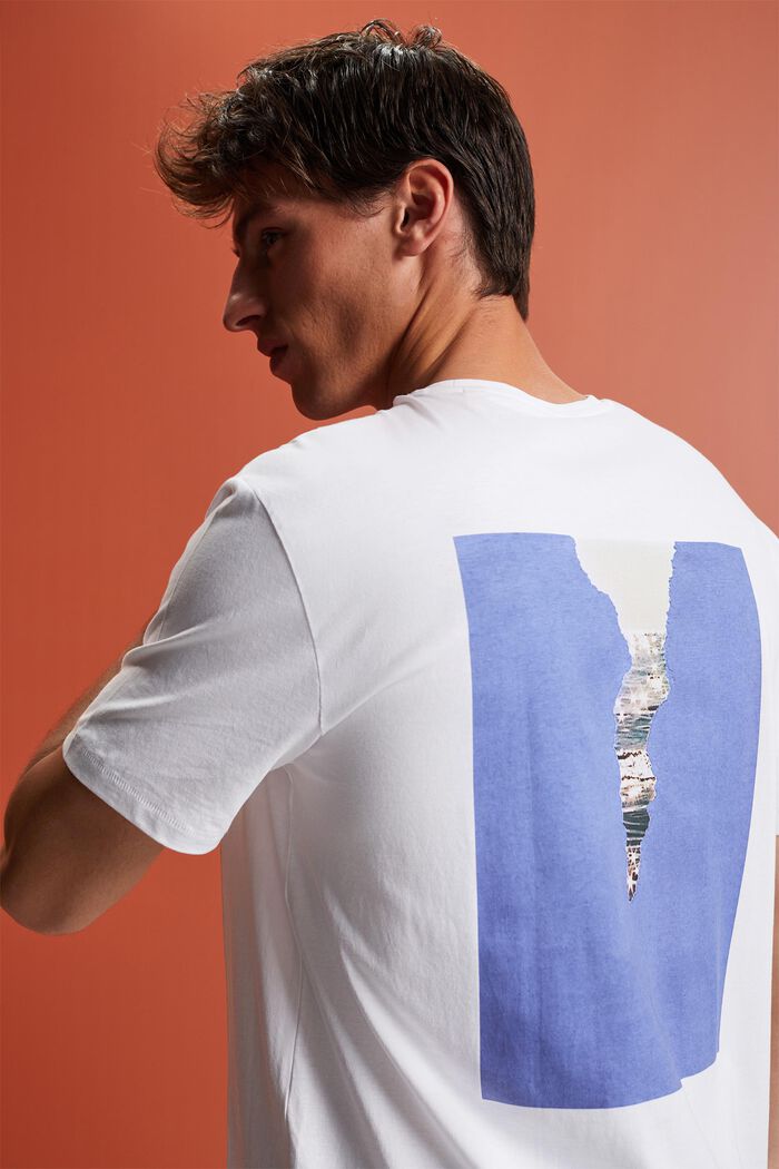Camiseta de punto con estampado por detrás, 100% algodón, WHITE, detail image number 4