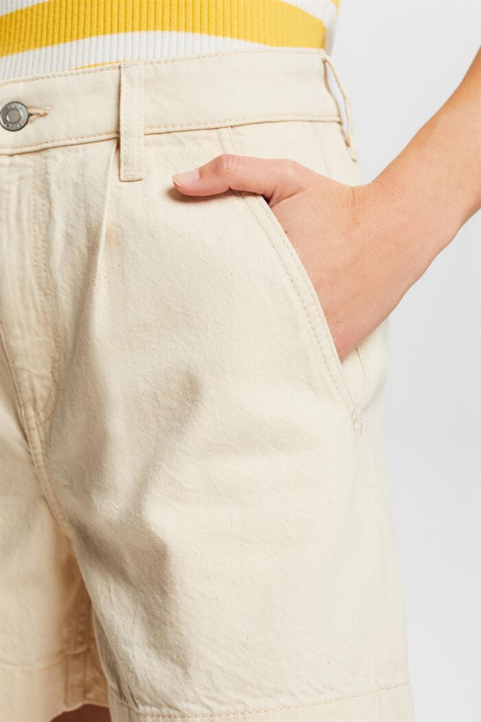 Pantalón corto de sarga de algodón lavada, OFF WHITE, detail image number 3