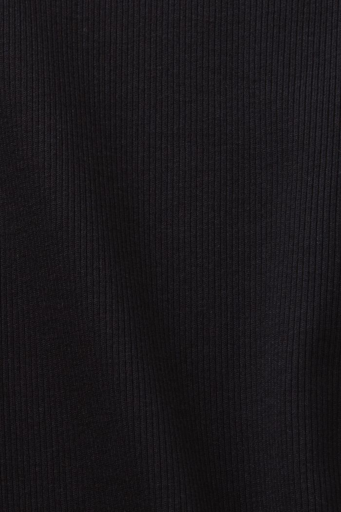 Camiseta de cuello ceñido en jersey de algodón, BLACK, detail image number 5