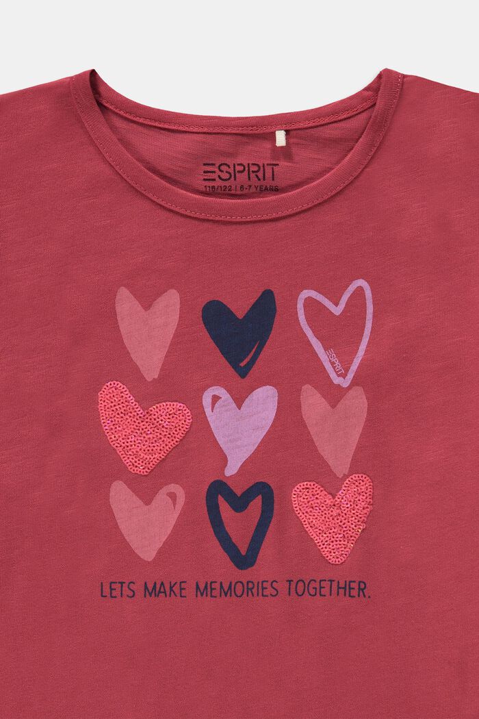 Camiseta de anga larga con estampado y lentejuelas, GARNET RED, detail image number 2