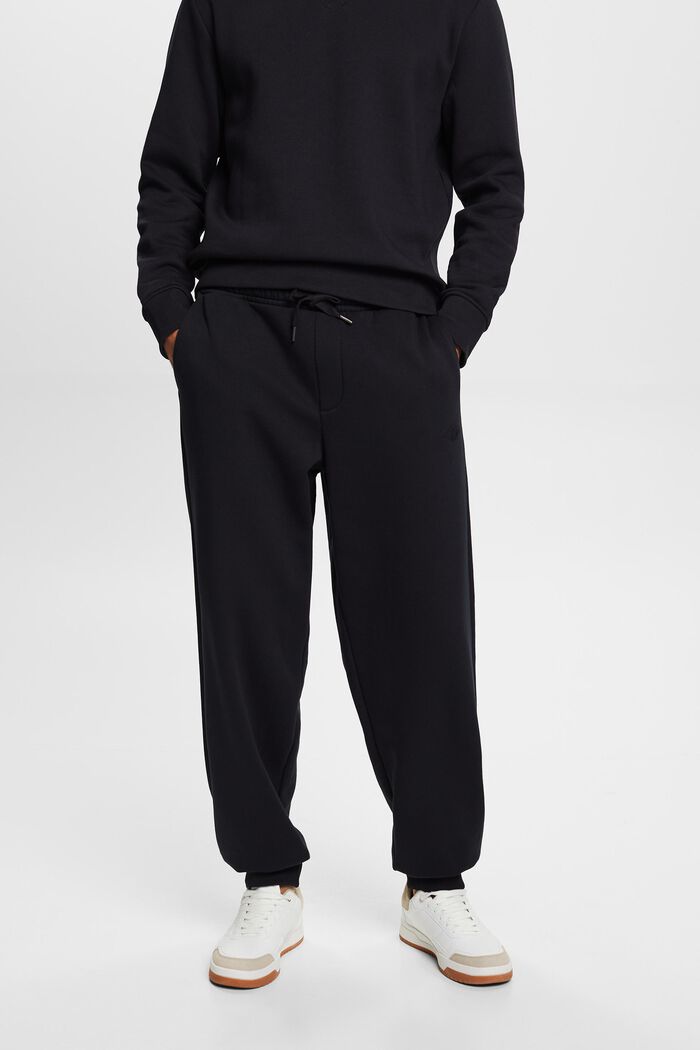 Pantalones deportivos con logotipo pespunteado, BLACK, detail image number 0