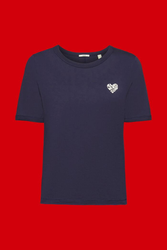 Camiseta de algodón con logotipo en forma de corazón, NAVY, detail image number 5