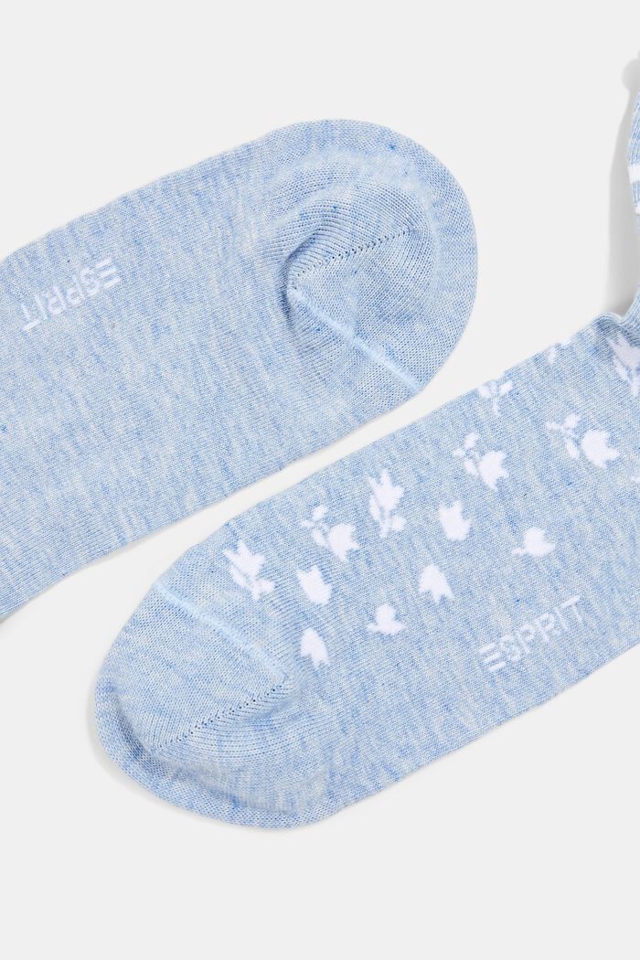 Pack de dos pares de calcetines cortos con diseño de flores, JEANS, detail image number 1