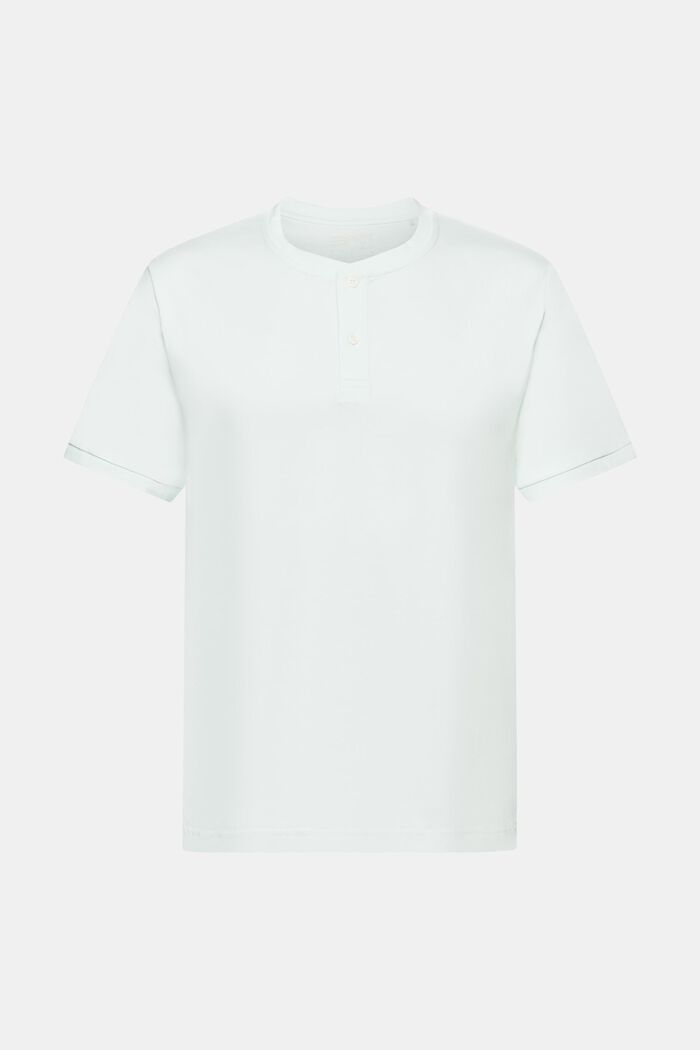 Camiseta de tejido jersey con cuello Henley, LIGHT AQUA GREEN, detail image number 5