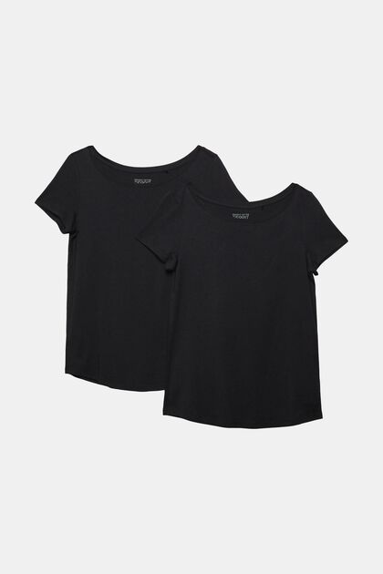 Pack de dos: camiseta básica, mezcla de algodón ecológico, BLACK, overview