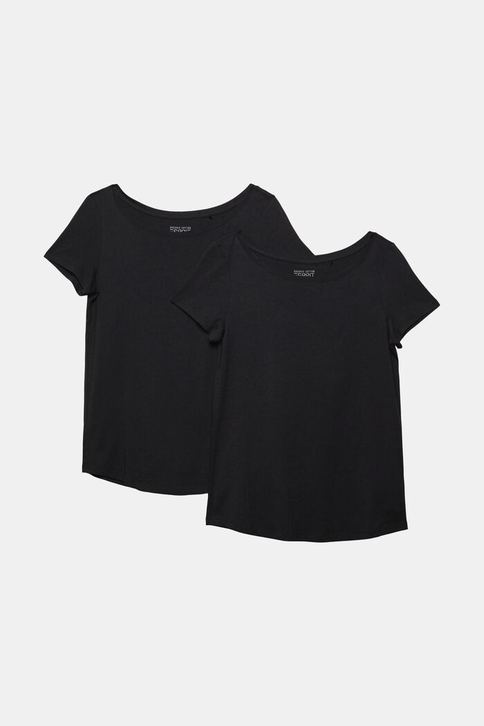 Pack de dos: camiseta básica, mezcla de algodón ecológico, BLACK, detail image number 6
