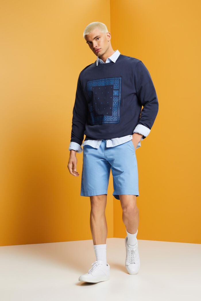 Pantalones cortos en sarga de algodón, LIGHT BLUE, detail image number 1