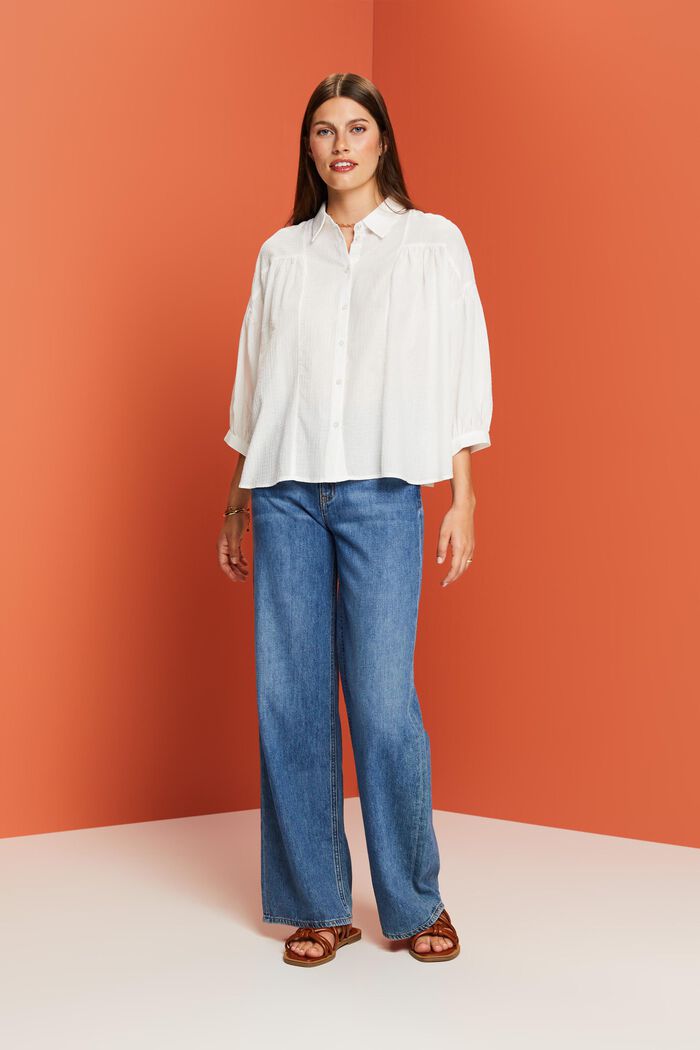 Blusa oversize, 100% algodón, WHITE, detail image number 5