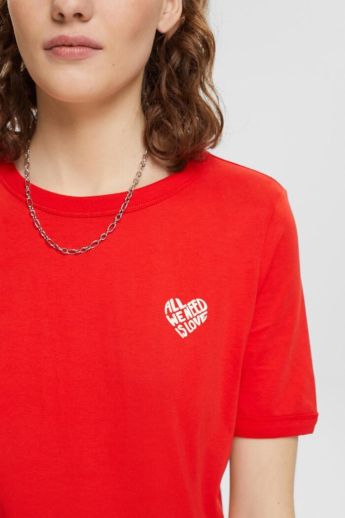 Camiseta de algodón con logotipo en forma de corazón, RED, detail image number 2