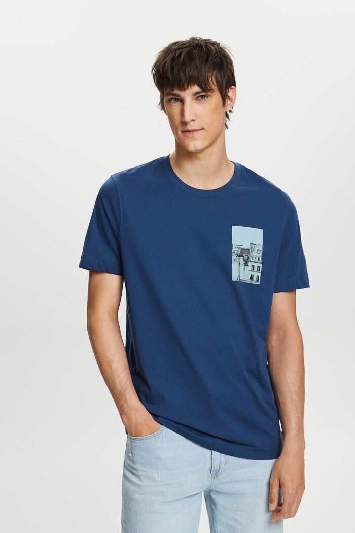 Camiseta con estampado por delante y por detrás, GREY BLUE, detail image number 0