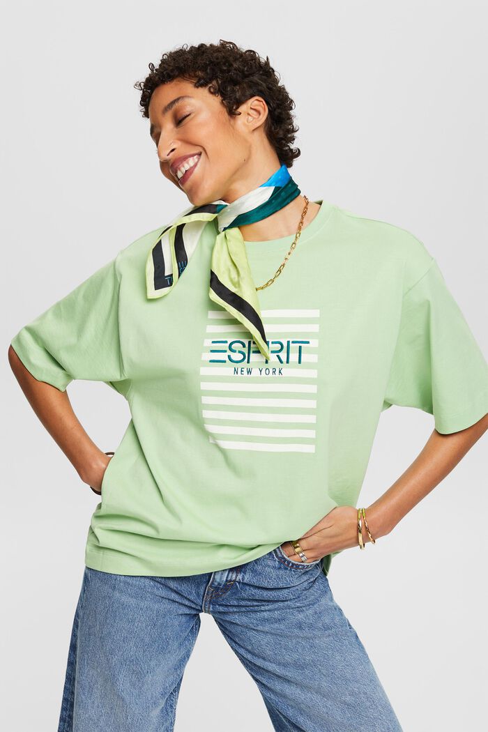 Camiseta de cuello redondo con logotipo, LIGHT GREEN, detail image number 4